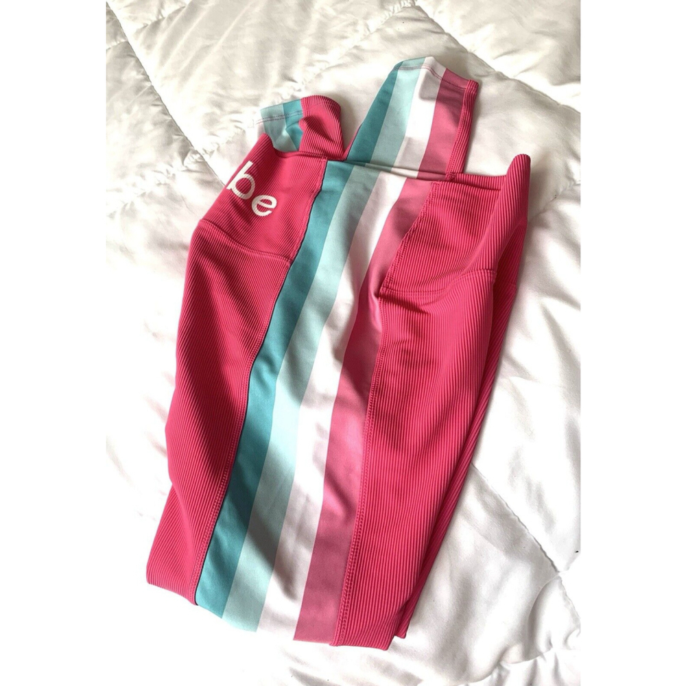 Beach Riot Pink Striped Leggings M